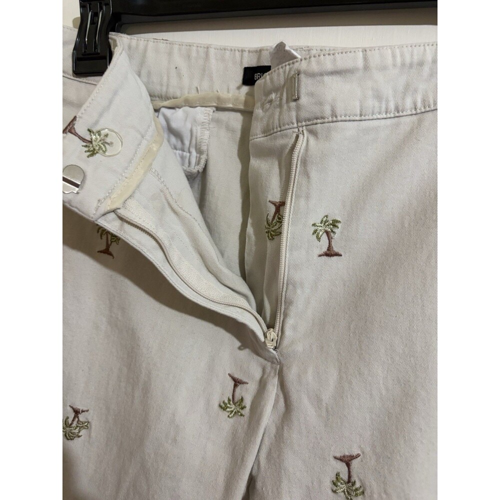 Briggs NY Vintage Palm Tree Embroidered Capri Pants Size14 Beige Tropical Resort - Picture 4 of 8
